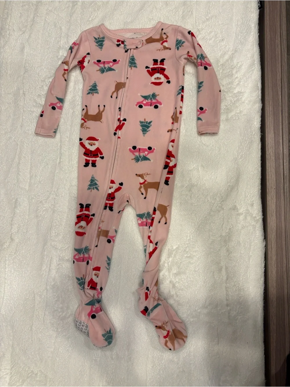 Carter's Pink Infant Footed Christmas Soft Fleece  Pajama Set 18 mos
